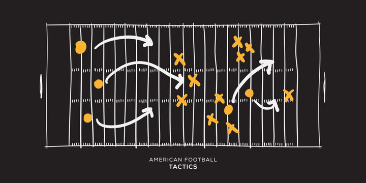 American football tactics board, freehand drawing design.