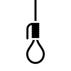 Rope hanging loop icon. Suicide rope noose