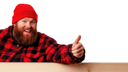 Stylish man with a full beard and vibrant red hat, portrait study