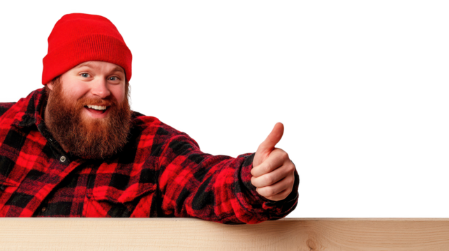 Stylish man with a full beard and vibrant red hat, portrait study