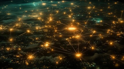 Obraz premium Digital urban landscapes interconnected devices and gigapixel network visualizations