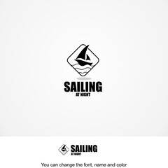 Shailing At Night Logo Template Design Vector