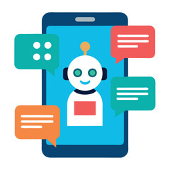 Virtual Assistant Chat Interface in Flat Design