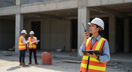 Female Engineer Overseeing Construction Site