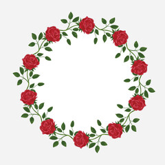 Pink Rose Floral Wreath EPS Vector
