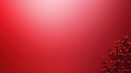 Bright red backdrop with delicate branches and berries creating a festive and vibrant atmosphere ideal for celebrations