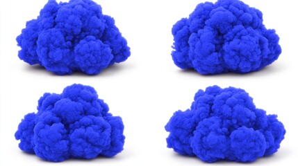 Vivid Soft Blue Clouds Texture Abstract Formation on White Background