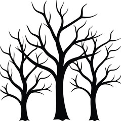 Artificial tree silhouette.Simple vactor line art of a tree