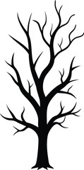 Obraz premium Artificial tree silhouette.Simple vactor line art of a tree,white back ground