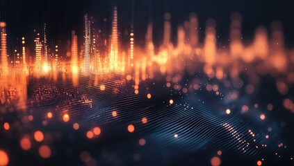 Futuristic city data visualization