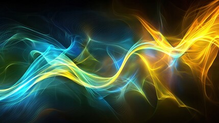 Fototapeta premium Abstract Flowing Energy: A Symphony of Blue and Gold