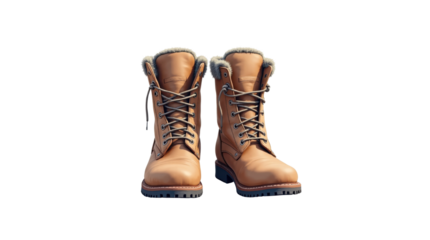 Stylish brown boots mockup transparent background business element decoration creative idea environment