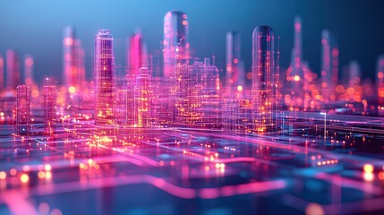 An AI-powered simulation visualizing the evolution of a futuristic city