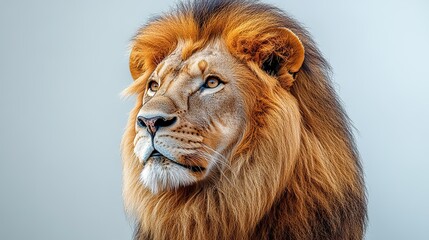 Fototapeta premium majestic lion in regal pose isolated on transparent png background ideal for creative design projects animal illustrations and wildlife themed graphics