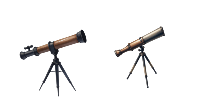 Exploring business ideas with background transparent element mockup telescope decoration in business environment