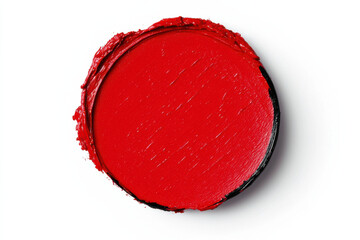 Bright red lipstick swatch on clean white background, showcasing vibrant color