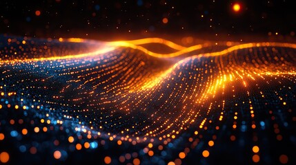 matrix of glowing dots and lines futuristic technology concept digital grid abstract background with matrix of digital data