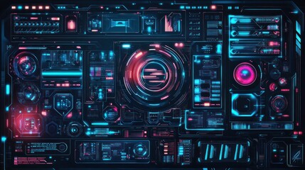 Fototapeta premium Futuristic control panel interface with glowing elements and intricate circuitry design