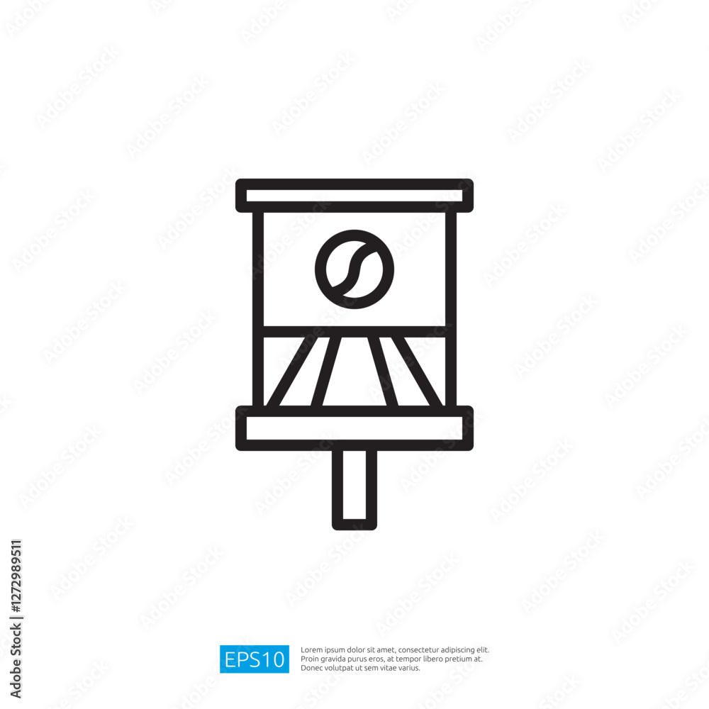 Poster simple geometric icon representing notification sign with warning indicator in minimalistic design