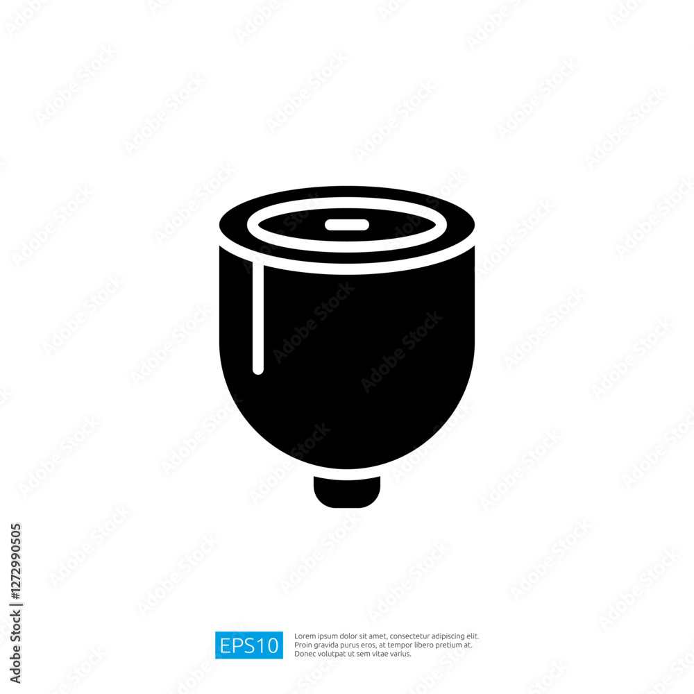 Poster modern simplistic icon of container in black and white color palette with clean lines and geometric 