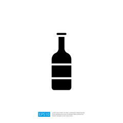 Minimalist Black Silhouette Icon of a Bottle Representing a Drink Container for Home or Restaurant Use