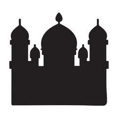 Mosque silhouette icon set, Islamic place of worship, Muslim worship, vector illustration. Flat mosque vector. Ramadan Kareem,  isolated on white background