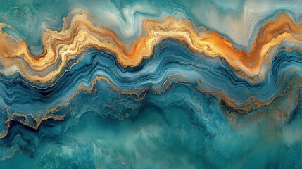 Obraz premium Abstract teal and gold marble texture background