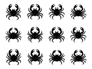 Obraz premium Silhouette crab big collection on white background 