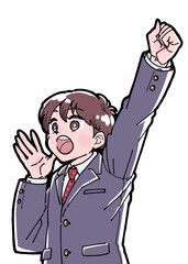 応援する学生のイラスト