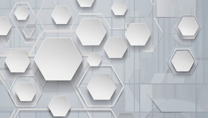 Geometric Harmony: Abstract composition of hexagonal shapes in a modern design, creating a sense of depth and structure in a minimalist aesthetic.