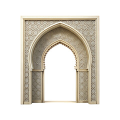 Fototapeta premium Moroccan Arabesque Arch isolated in transparent background, PNG file, entrance of a mosque in marrakesh