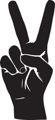 Hand gesture V sign for victory or peace flat vector icon