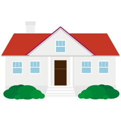 one-story residential house with small front garden illustration