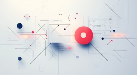 Abstract Tech Network: A modern and abstract illustration of a technological network, featuring geometric shapes, interconnected lines.