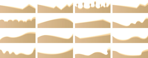 Vector Set of Abstract Wave Divider Shapes – Top and Bottom Borders for Websites, Apps, Banners, Posters – Modern Web Page Separators with Fluid, Curved, and Wavy Elements
