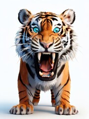Obraz premium an AI Image Generator, Close-Up of Animated Tiger Roaring