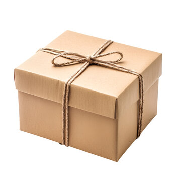 Brown gift box tied with twine rustic packaging simple present