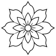Elegant Cosmic Bloom Mandala Line Art