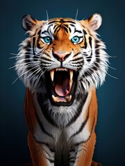 Fototapeta premium an AI Image Generator, Close-Up of Animated Tiger Roaring