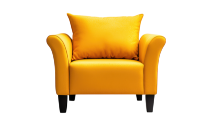 Relax in style, comfortable yellow chair with plush pillow for ultimate comfort