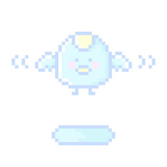 ピクセルアートな飛ぶひよこ★PNG