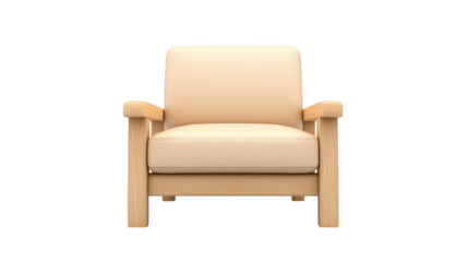 Inviting white chair on wooden frame, perfect for cozy relaxation at home or office