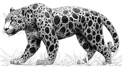 monochrome illustration of a panther for coloring ideal for creative leisure activities