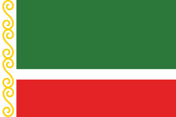 Obraz premium Flag of Chechnya. Flag icon. Standard color. Standard size. A rectangular flag. Computer illustration. Digital illustration. Vector illustration.