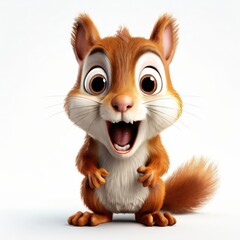 Fototapeta premium an AI Image Generator, Cartoon Squirrel with Wide Eyes and a Happy Expression