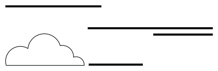 Fototapeta premium Cloud with bold horizontal lines suggesting wind, speed, movement, or flow dynamics. Ideal for concepts thumbs up weather, minimalism, motion, design, simplicity communication abstract line flat