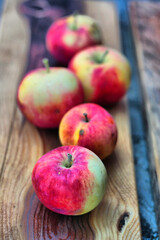 Fresh Organic Apples on Rustic Wooden Table