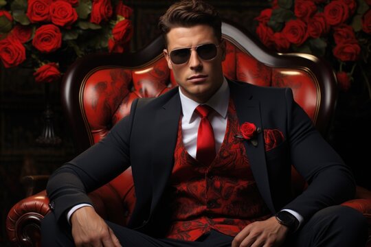 Stylish man confident appearance: strict gentleman style, 1920s fashion, England elegance, Chicago icon influence, vintage suit, late XIX century, early XX century, dapper look, historical flair.