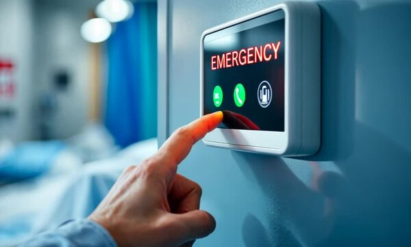 Hospital emergency call button press