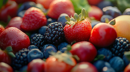 Fresh Summer Berries Assortment Background for Healthy Eating and Delicious Dessert Creations